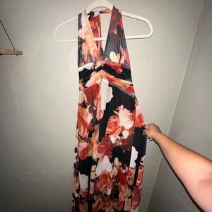 Floral Halter Maxi Dress With Low Back
